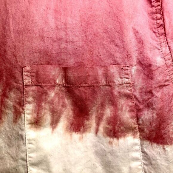Brooklyn Cloth Tricolor Dyed Short Sleeve Button Down in Pink/White/Blue Men’s M - Picture 4 of 10